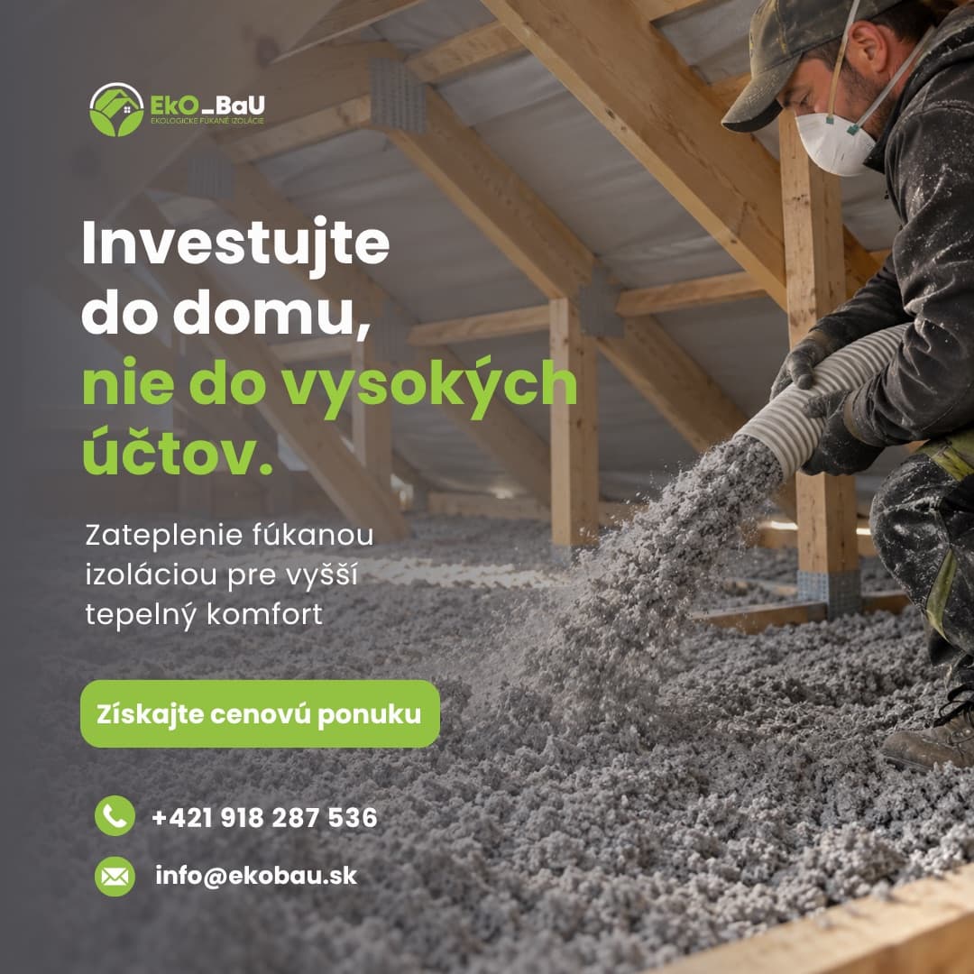 Banner Eko-Bau - Investujte do domu, nie do vysokých účtov, fúkanie celulózovej izolácie v podkroví