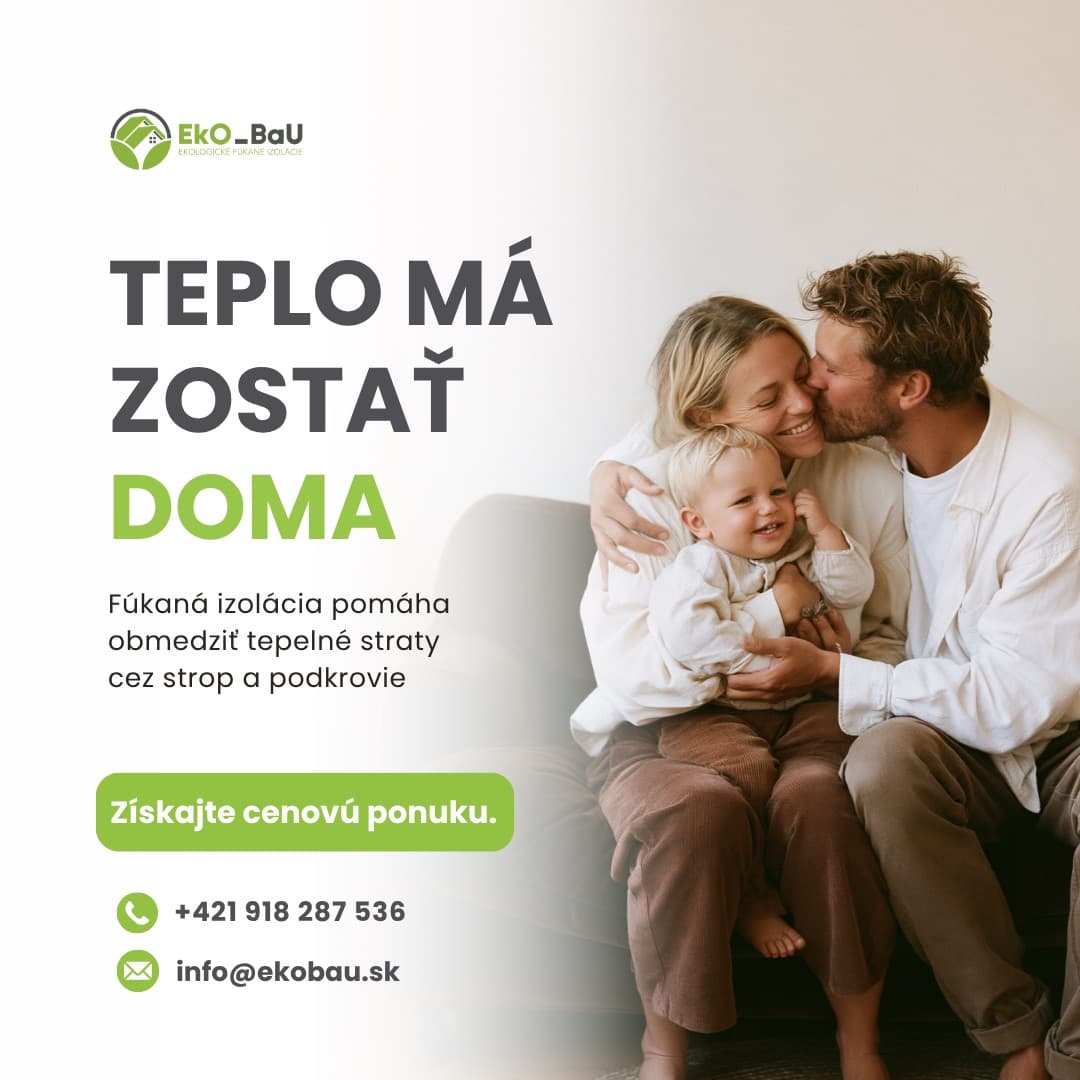 Banner Eko-Bau - Teplo má zostať doma, rodina doma a výzva na cenovú ponuku