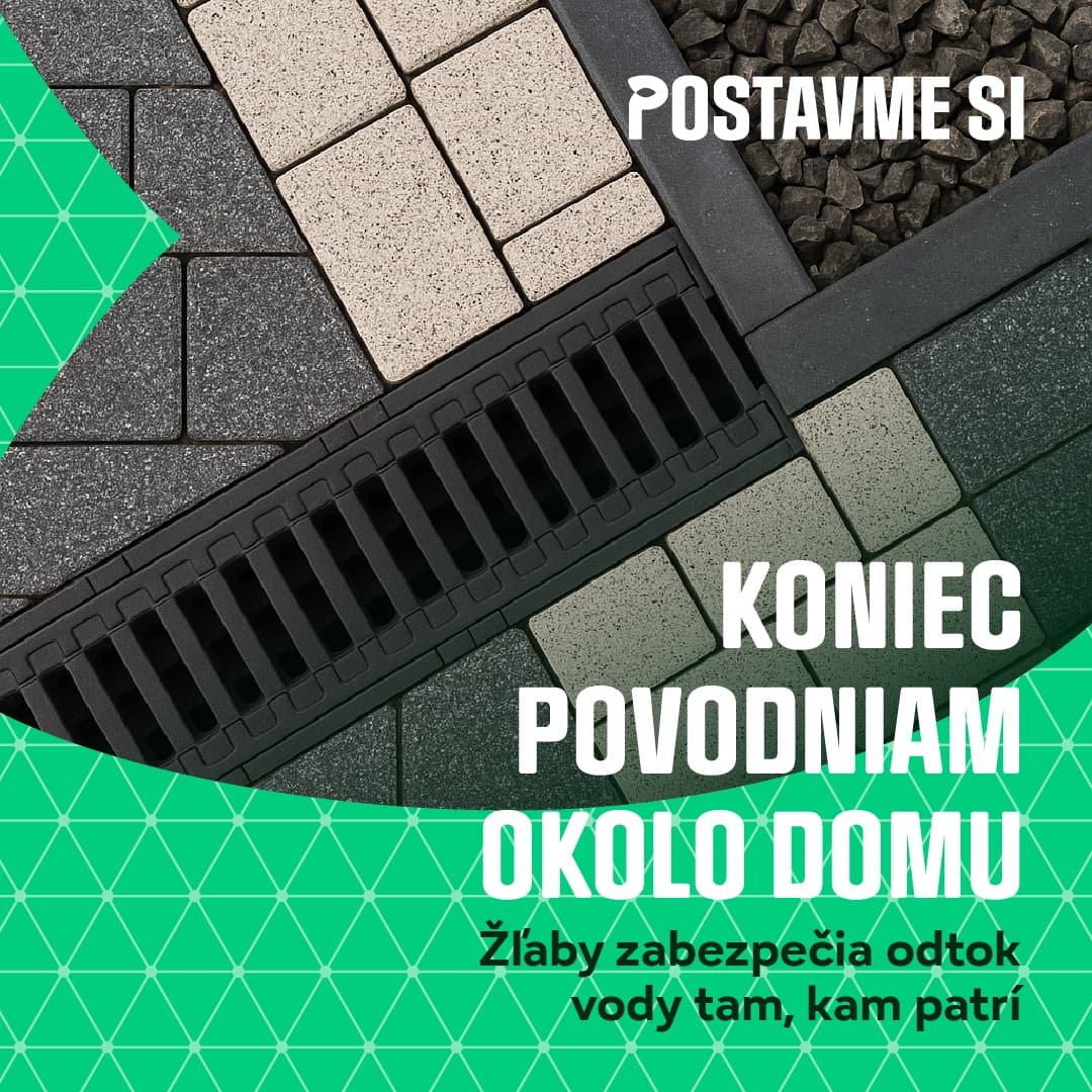 Vizuál Postavme si - odvodňovacie žľaby osadené v dlažbe, Koniec povodniam okolo domu