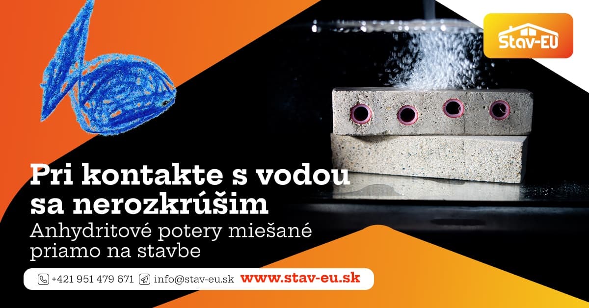 Banner Stav-EU - Pri kontakte s vodou sa nerozkrúšim, porovnanie anhydritového a cementového poteru